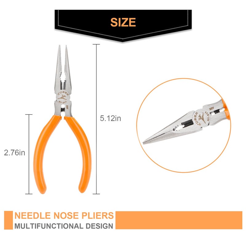 Rongon Small Needle Nose Pliers 5 Inch Precision Long Nose Plier Jewelry Pliers Tools Craftsman Tool Kit for Bending Wire, Handcraft, PCB Board, Working in Tight Areas - Image 5
